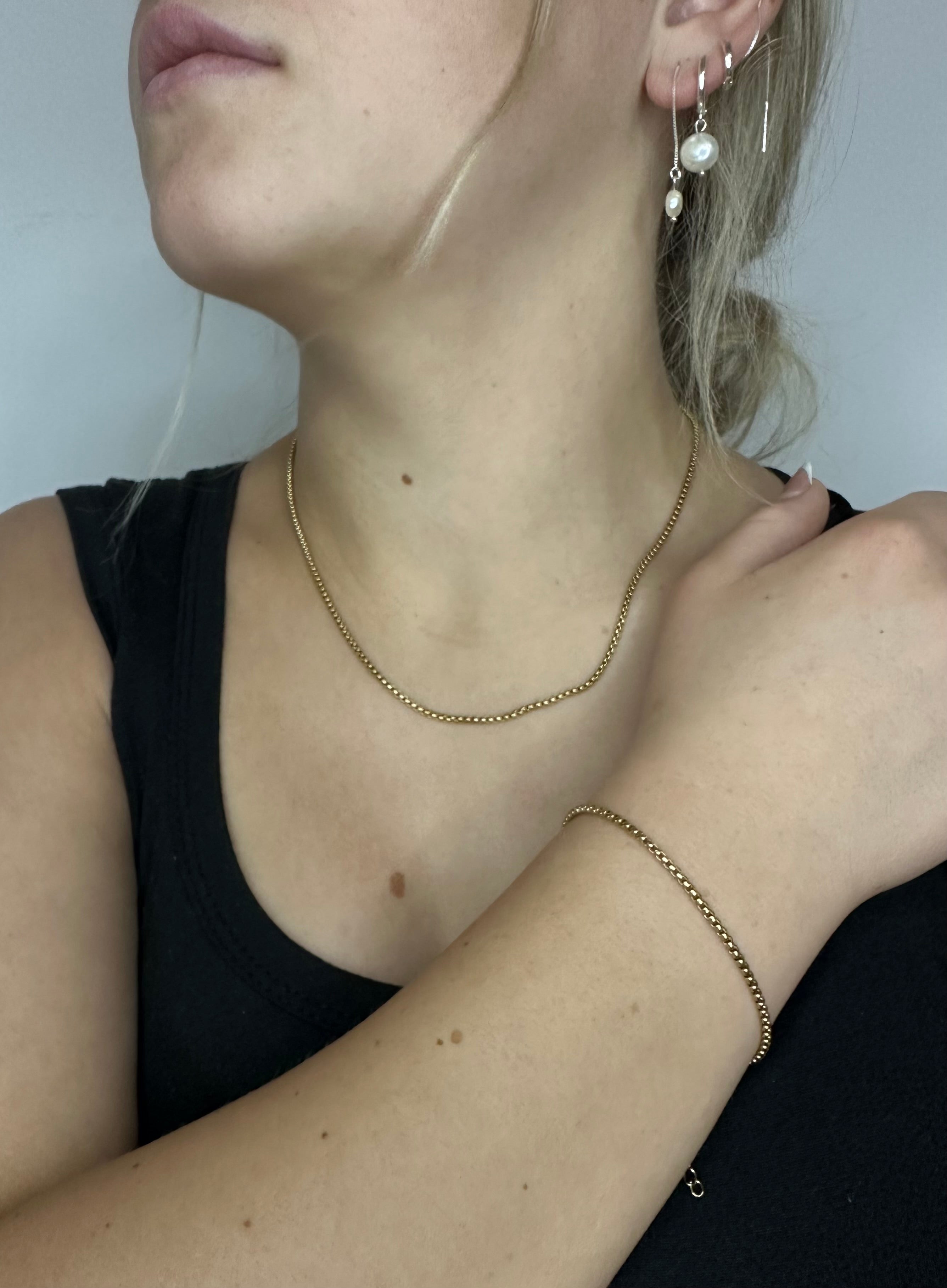 Combo Pulsera y Cadena en tejido Veneciano