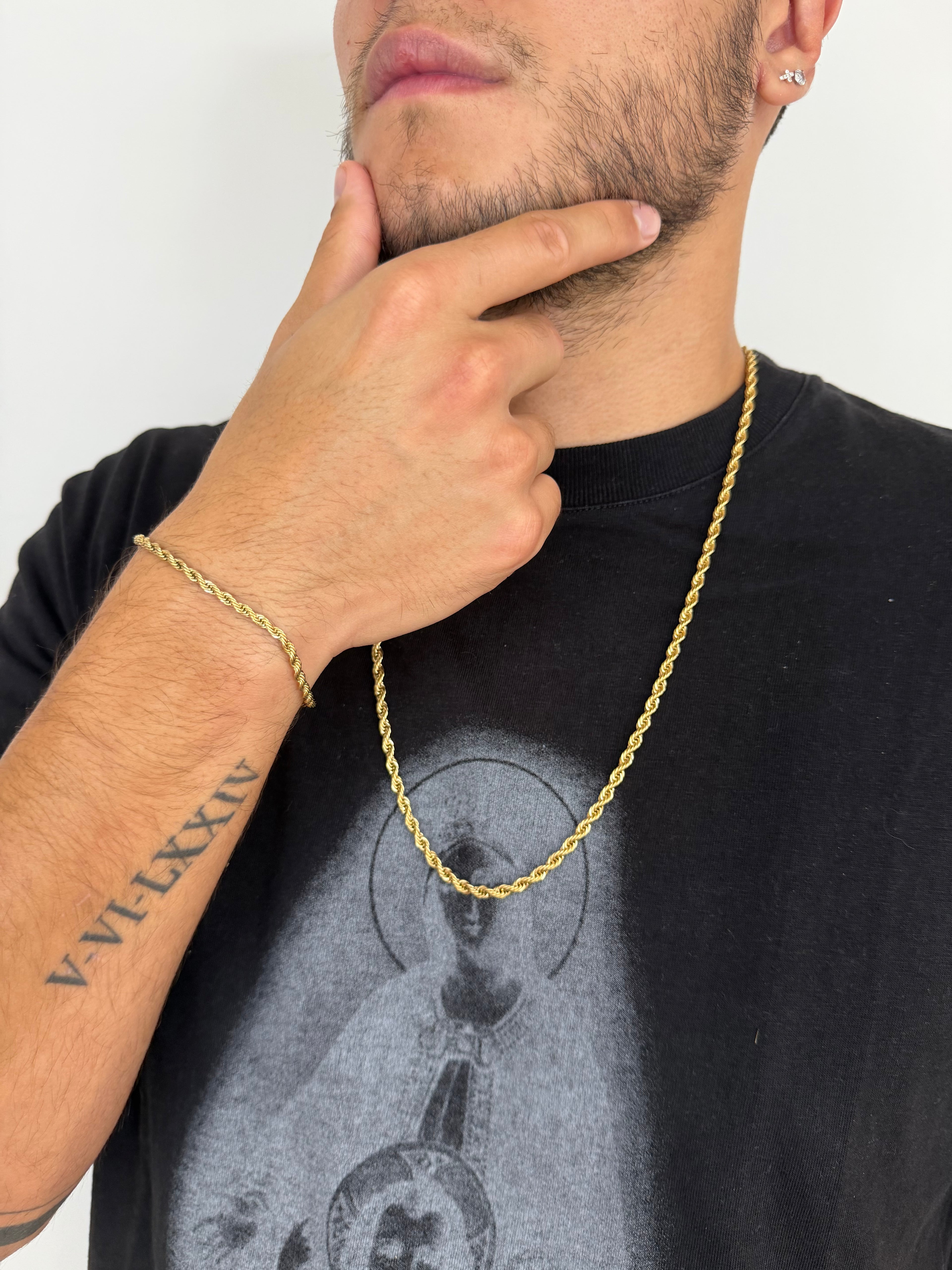 Combo Pulsera y Cadena en tejido Lazo