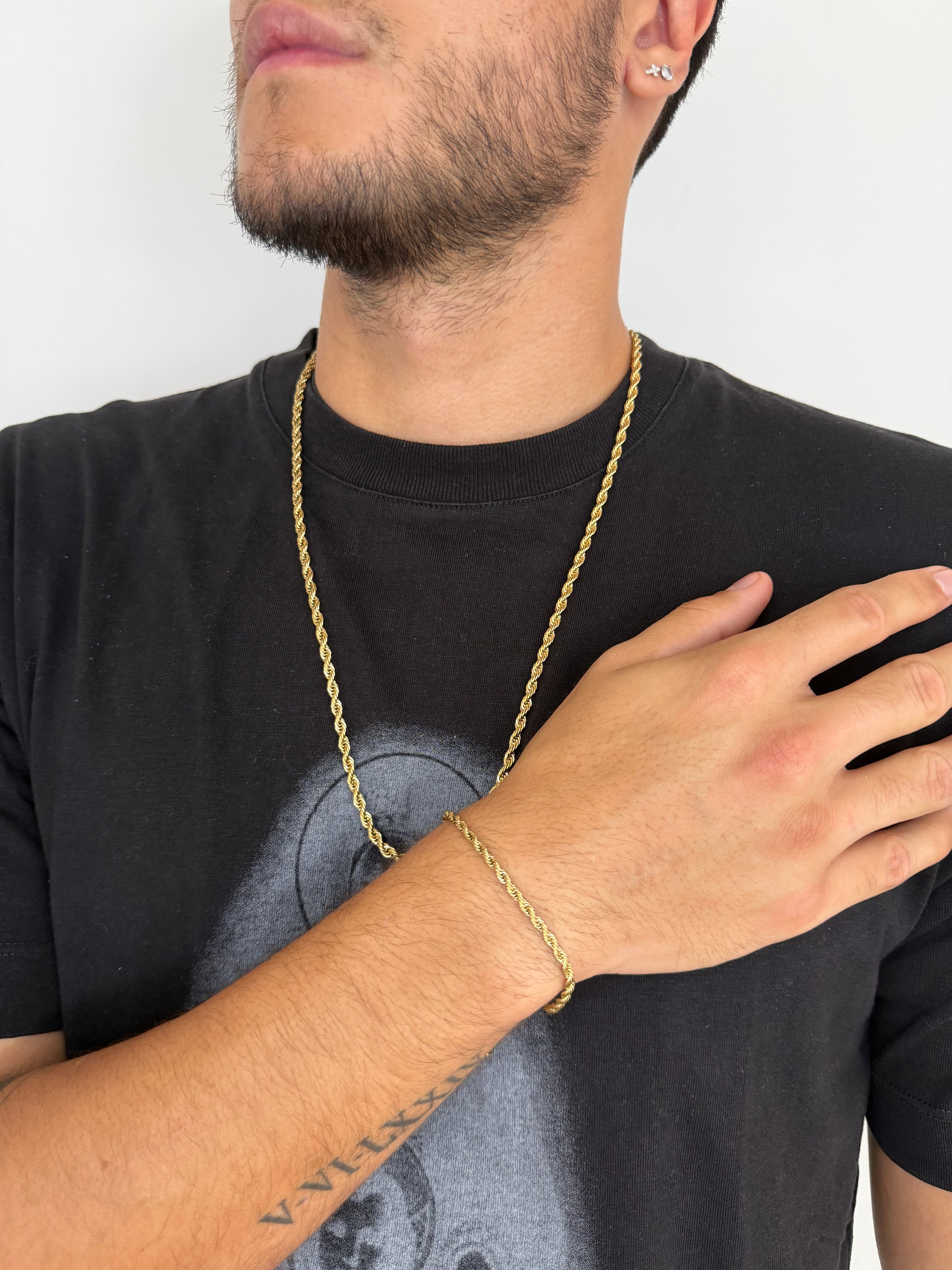 Combo Pulsera y Cadena en tejido Lazo